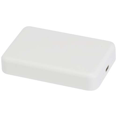 white Batería externa inalámbrica magnética de 10 000 mAh y 15 W con PD de 20 W fabricada con plástico reciclado