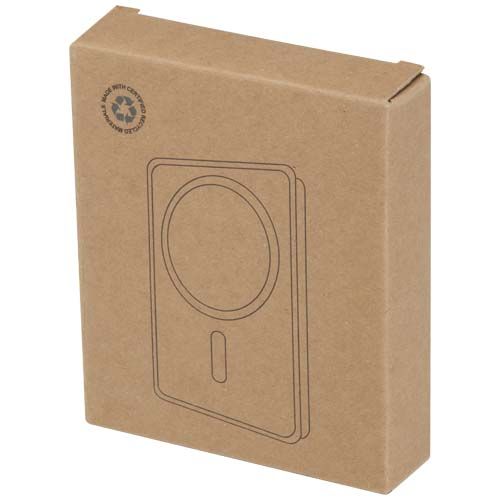 white Batería externa inalámbrica magnética de 10 000 mAh y 15 W con PD de 20 W fabricada con plástico reciclado