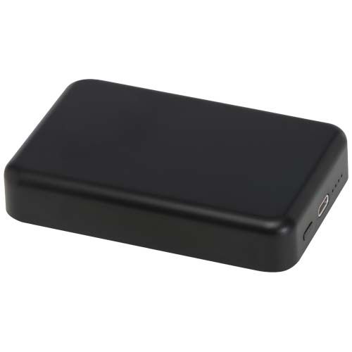 black Batería externa inalámbrica magnética de 10 000 mAh y 15 W con PD de 20 W fabricada con plástico reciclado