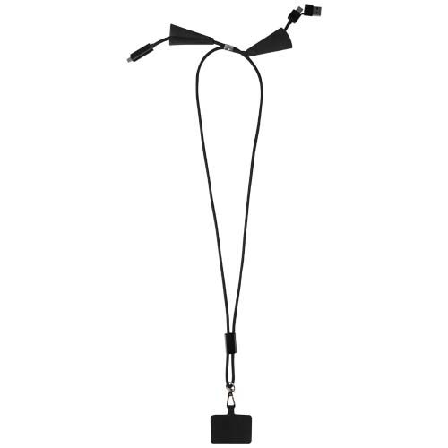 Lanyard de plástico reciclado para smartphone con sincronización de datos integrada y cable 5 en 1 de carga rápida de 100 W 