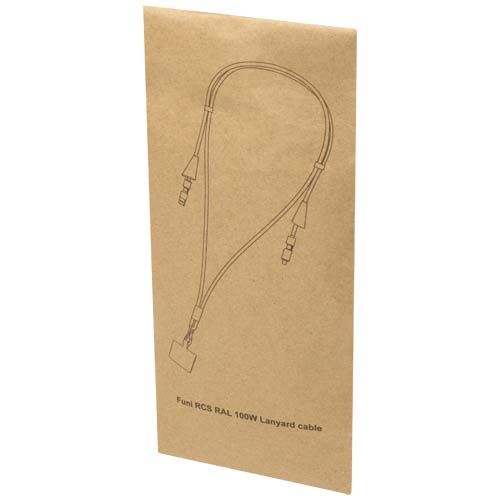 Lanyard de plástico reciclado para smartphone con sincronización de datos integrada y cable 5 en 1 de carga rápida de 100 W 