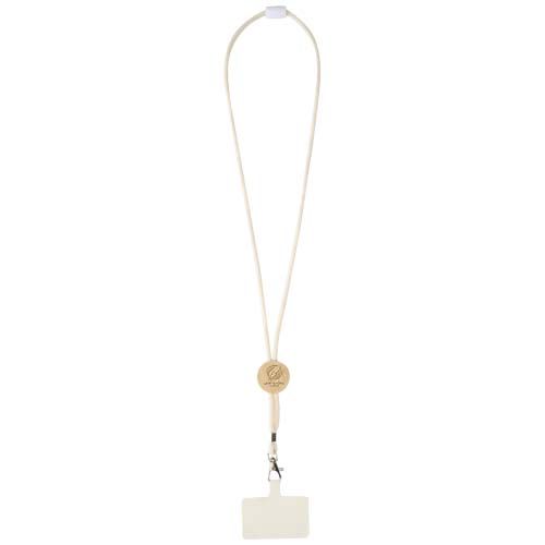 white Lanyard para smartphone con detalles de bambú