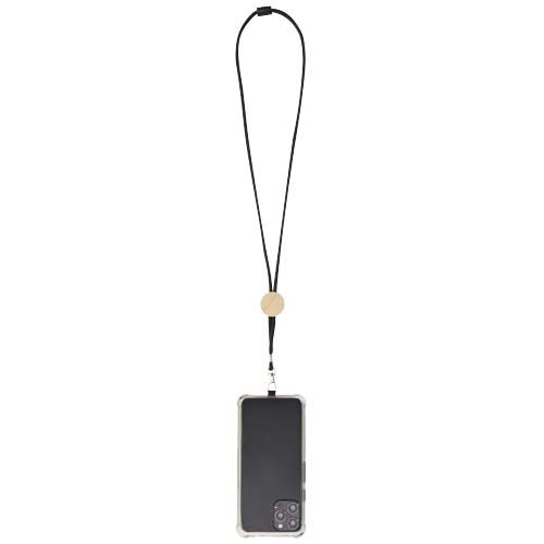 black Lanyard para smartphone con detalles de bambú