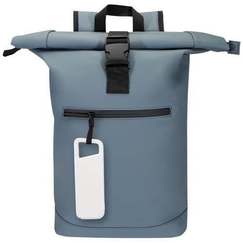 Batería externa de 5000 mAh y 12 W de plástico reciclado resistente al agua con mosquetón 