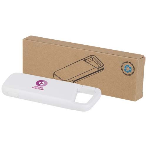 Batería externa de 5000 mAh y 12 W de plástico reciclado resistente al agua con mosquetón 