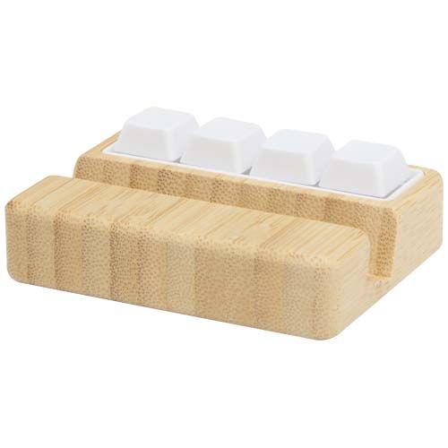 madera Soporte para teléfono de plástico reciclado con juguete y detalles de bambú