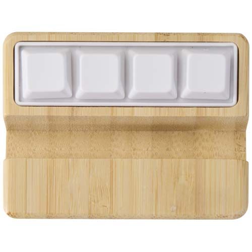 madera Soporte para teléfono de plástico reciclado con juguete y detalles de bambú