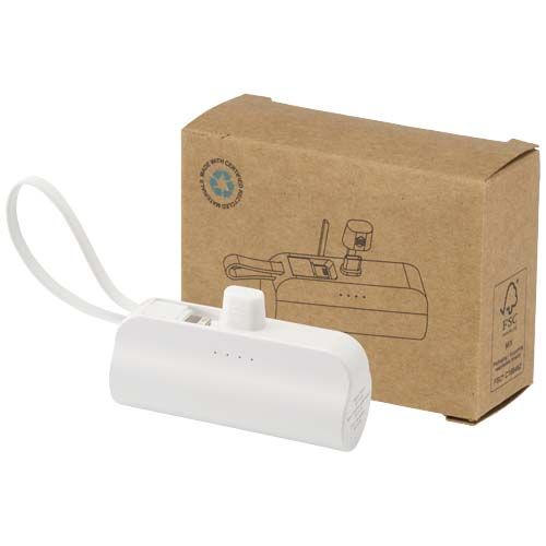 Batterie de secours Alnair Type-C de5 000 mAh et 10 W en plastique recyclé avec support de retournement intégré et câble 2 en 1 - 6