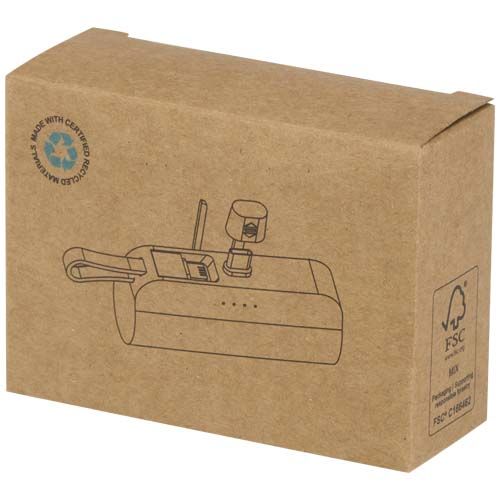 Batterie de secours Alnair Type-C de5 000 mAh et 10 W en plastique recyclé avec support de retournement intégré et câble 2 en 1 - 3