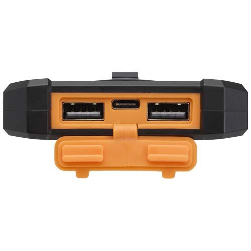 black Batería externa solar de 5000 mAh y 10 W de plástico reciclado robusto con linterna incorporada