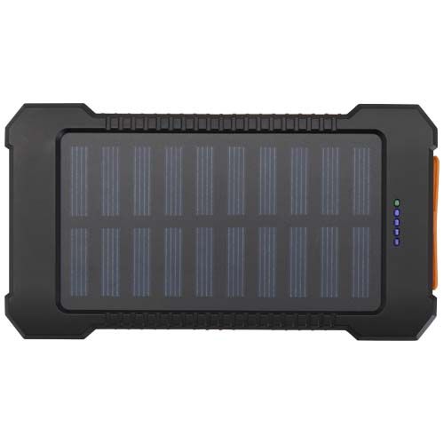 black Batería externa solar de 5000 mAh y 10 W de plástico reciclado robusto con linterna incorporada