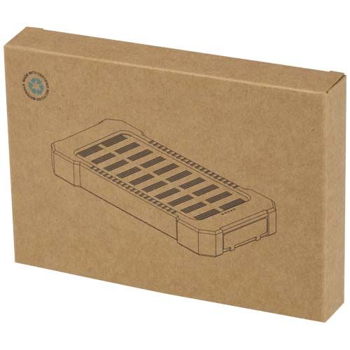 black Batería externa solar de 5000 mAh y 10 W de plástico reciclado robusto con linterna incorporada