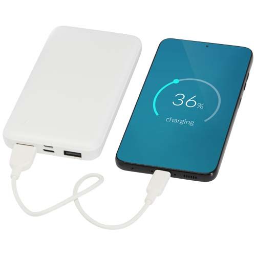 white Batería externa de plástico reciclado de 10 000 mAh y 10 W