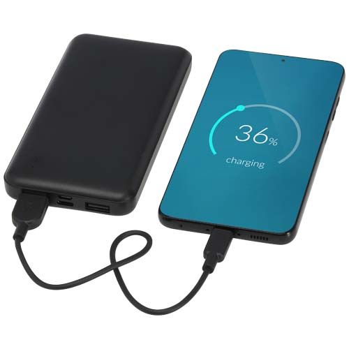 black Batería externa de plástico reciclado de 10 000 mAh y 10 W
