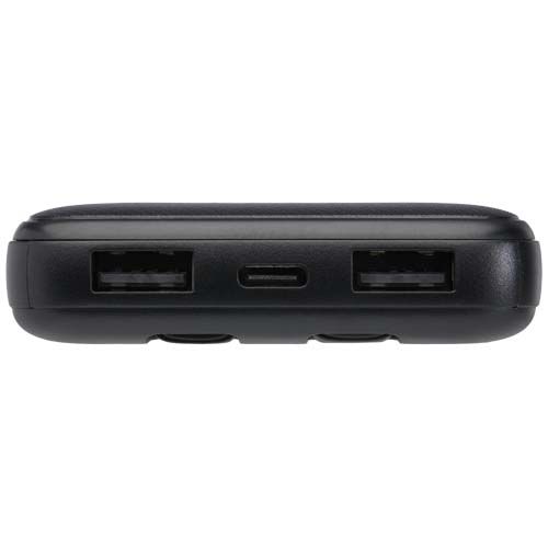 black Batería externa de plástico reciclado de 10 000 mAh y 10 W con 2 cables integrados