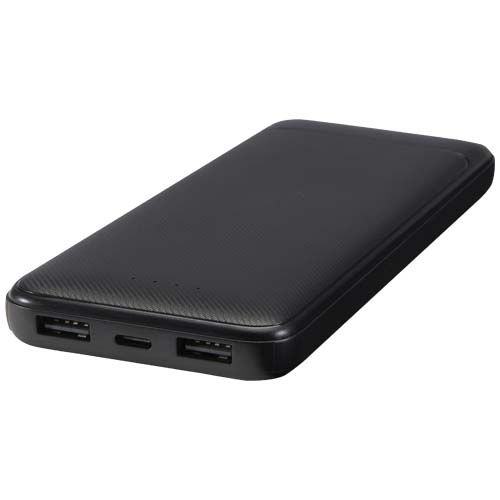 black Batería externa de plástico reciclado de 10 000 mAh y 10 W con 2 cables integrados