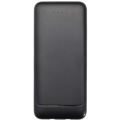 black Batería externa de plástico reciclado de 10 000 mAh y 10 W con 2 cables integrados
