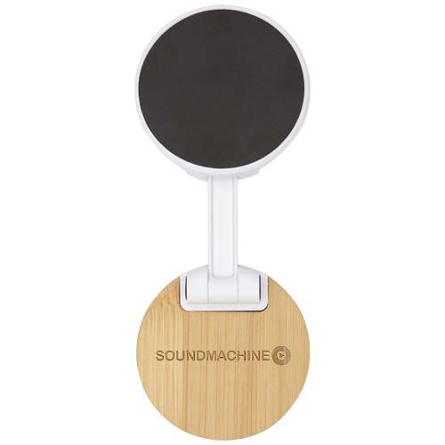Support de téléphone Alcor magnétique et pliable en plastique recyclé avec détails en bambou - 2