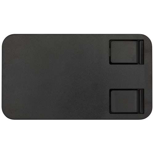 black Soporte para teléfono plegable de plástico reciclado con soporte metálico para escritorio