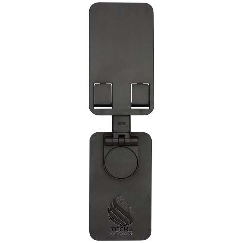 Soporte para teléfono plegable de plástico reciclado con soporte metálico para escritorio 