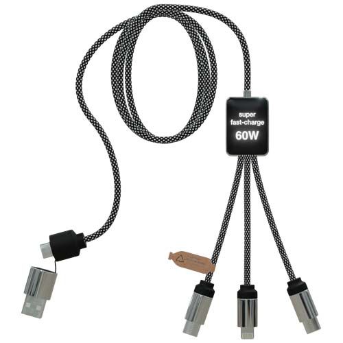 negro chiné Cable de carga tipo C de 60 W con doble logotipo retroiluminado