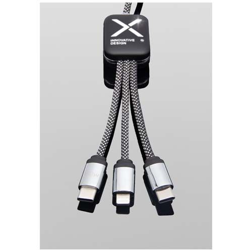negro chiné Cable de carga tipo C de 60 W con doble logotipo retroiluminado