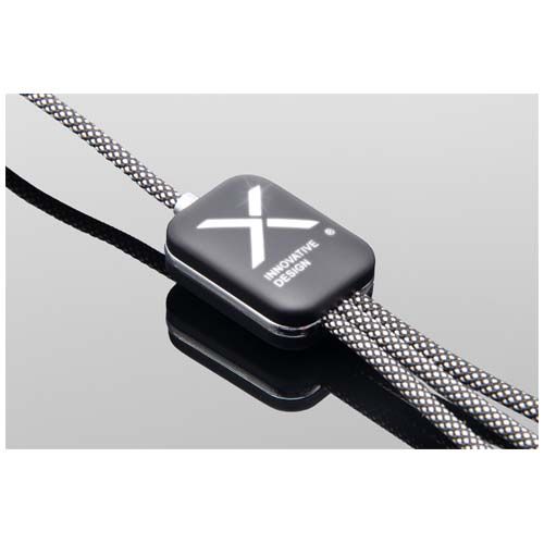 negro chiné Cable de carga tipo C de 60 W con doble logotipo retroiluminado