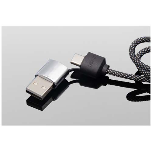 negro chiné Cable de carga tipo C de 60 W con doble logotipo retroiluminado
