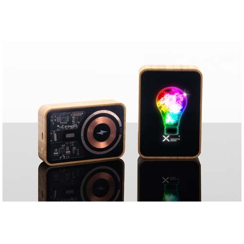 black Batería externa de bambú de 10 000 mAh