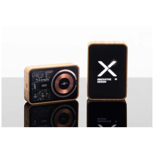 black Batería externa de bambú de 10 000 mAh
