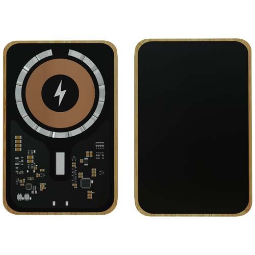 black Batería externa de bambú de 10 000 mAh