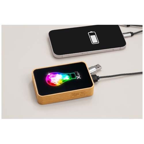 black Batería externa de bambú de 10 000 mAh