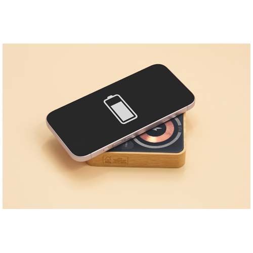 black Batería externa de bambú de 10 000 mAh