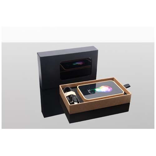 black Batería externa de bambú de 10 000 mAh