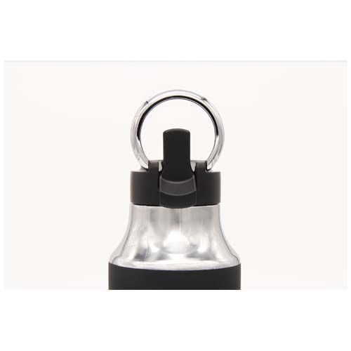 black Botella de 500 ml de acero inoxidable con aislamiento y pajita