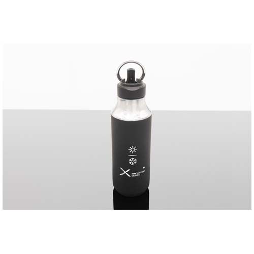 black Botella de 500 ml de acero inoxidable con aislamiento y pajita