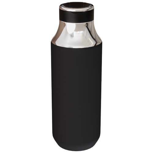 black Botella de 500 ml de acero inoxidable con aislamiento y pajita
