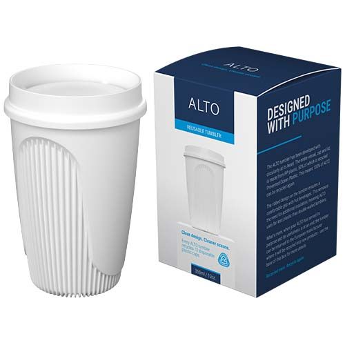 white Vaso de 350 ml con tapa de 360°