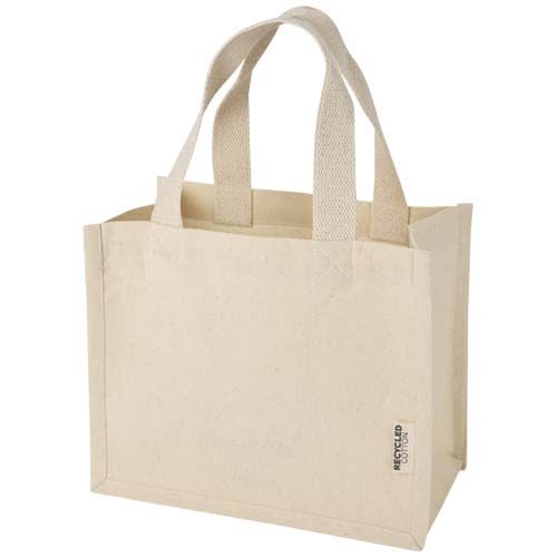 natural Bolsa Tote con fuelle mini de algodón reciclado GRS de 220 g/m² de 9 l