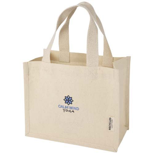 natural Bolsa Tote con fuelle mini de algodón reciclado GRS de 220 g/m² de 9 l