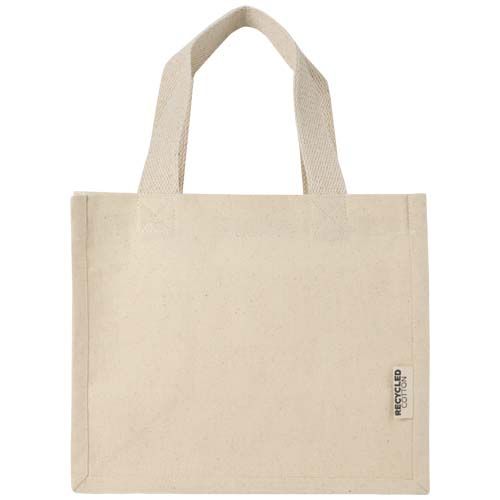 natural Bolsa Tote con fuelle mini de algodón reciclado GRS de 220 g/m² de 9 l