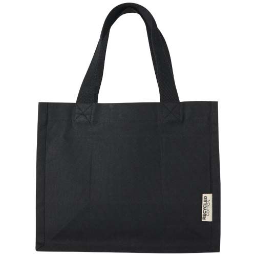 black Bolsa Tote con fuelle mini de algodón reciclado GRS de 220 g/m² de 9 l
