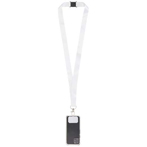 negro/blanco Lanyard de sublimación con soporte para teléfono y cierre de seguridad