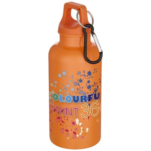 Botella de 400 ml de color liso de plástico reciclado con certificado RCS y mosquetón 