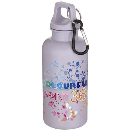 Botella de 400 ml de color liso de plástico reciclado con certificado RCS y mosquetón 