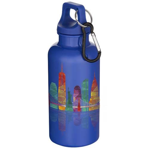 Botella de 400 ml de color liso de plástico reciclado con certificado RCS y mosquetón 