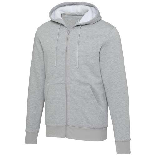 gris chiné Sudadera sherpa con cremallera completa y capucha