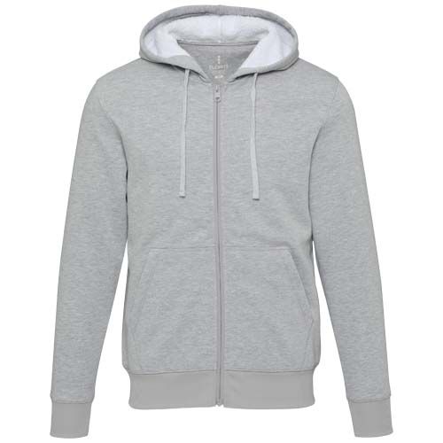 gris chiné Sudadera sherpa con cremallera completa y capucha