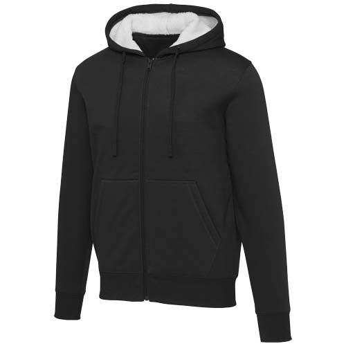 black Sudadera sherpa con cremallera completa y capucha