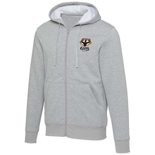 gris chiné Sudadera sherpa con cremallera completa y capucha de 320 g/m² Natron